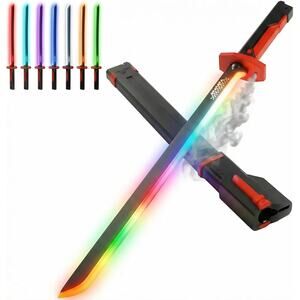 New Rechargeable 7 Color Neon Light Saber Toy with Smoke Mist and Sound Effects